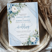 Charming Dusty Blue White Silver Flowers Bröllop
