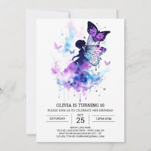 Charming Editable Fairy Birthday Inbjudningar
