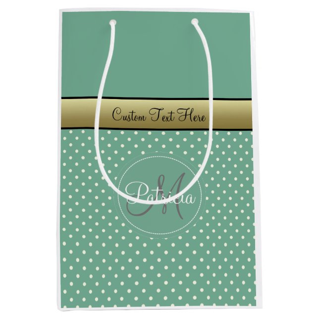 Charming & Elegance: Mint Grönt Monogram Polka Dot (Framsidan)