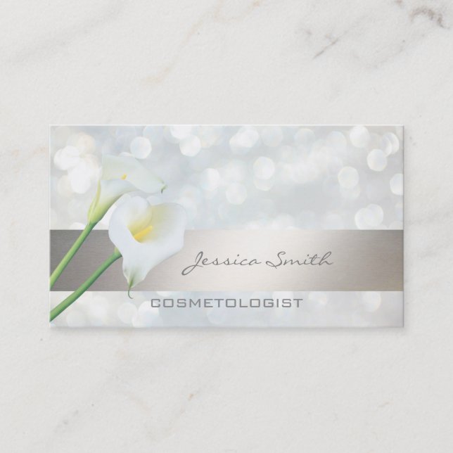 Charming elegant chic lux bright bokeh calla lily visitkort (Framsida)