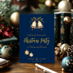 Charming Elegant jul Party med Klockor Inbjudningar