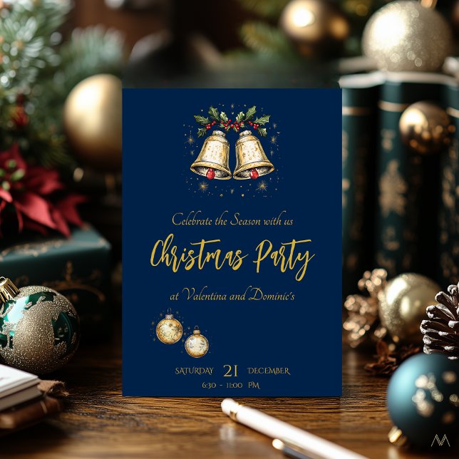 Charming Elegant jul Party med Klockor Inbjudningar (Skapare uppladdad)