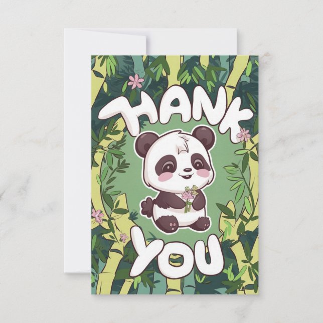 Charming Elegant Panda Tack Kort (Framsida)
