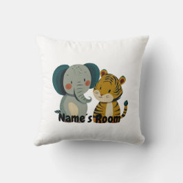 Charming Elephant and Tiger Pals Kids' Room Kudde