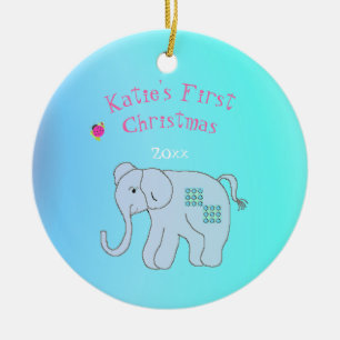 Charming Elephant Babys Första Jul Julgransprydnad Keramik