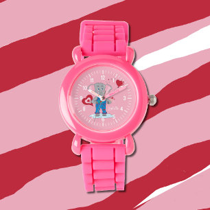 Charming elephant rosa girl watch med namn armbandsur