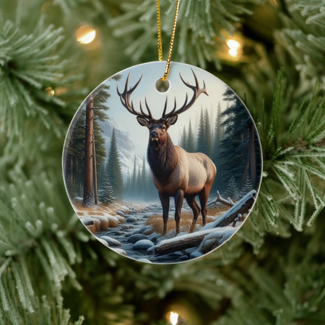 Charming Elk Animal Keepsake Julgransprydnad Keramik (Skapare uppladdad)