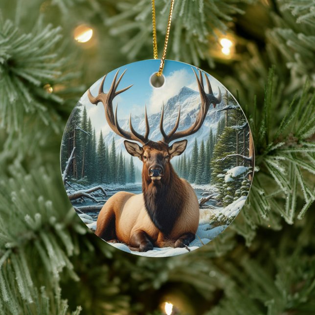 Charming Elk Animal Keepsake Julgransprydnad Keramik (Skapare uppladdad)