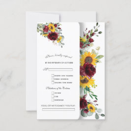 Charming Fall Burgundy Sunwers Bröllop OSA Kort