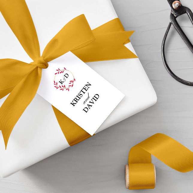 Charming Fall Löv Monogram Bröllop Presentetikett (Skapare uppladdad)