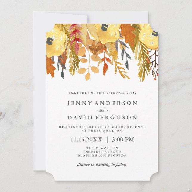 Charming Fall Watercolor Wedding-inbjudningar Inbjudningar (Framsida)