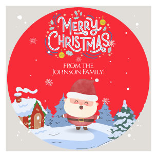 Charming Family julklapp Runt Klistermärke