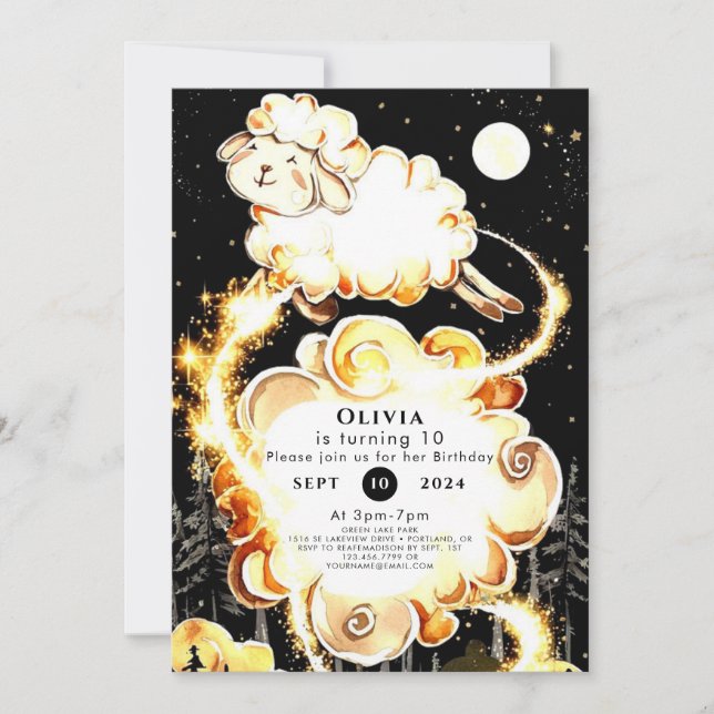 Charming Farm Får Birthday Inbjudningar (Framsida)