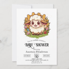 Charming Farmyard Sheep Baby Shower Inbjudningar