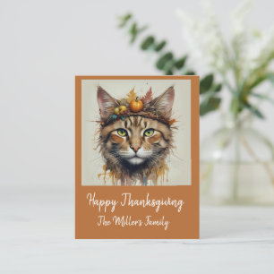 Charming Festive Thanksgiving Cat in Disguise Helg Vykort