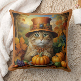 Charming Festive Thanksgiving Cat in Disguise Kudde