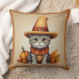 Charming Festive Thanksgiving Cat in Disguise Kudde
