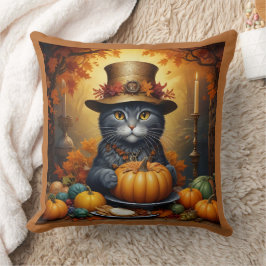 Charming Festive Thanksgiving Cat in Disguise Kudde