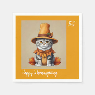 Charming Festive Thanksgiving Cat in Disguise Pappersservett