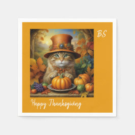 Charming Festive Thanksgiving Cat in Disguise Pappersservett
