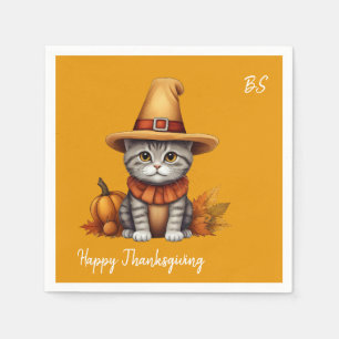 Charming Festive Thanksgiving Cat in Disguise Pappersservett