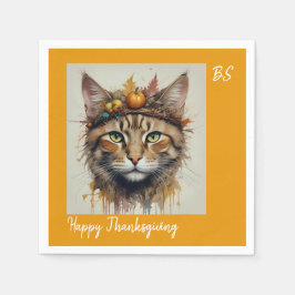 Charming Festive Thanksgiving Cat in Disguise Pappersservett