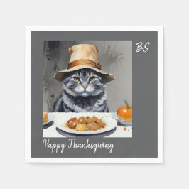 Charming Festive Thanksgiving Cat in Disguise Pappersservett
