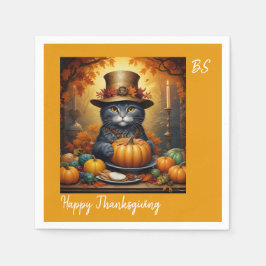 Charming Festive Thanksgiving Cat in Disguise Pappersservett