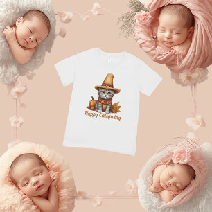 Charming Festive Thanksgiving Cat in Disguise T Shirt