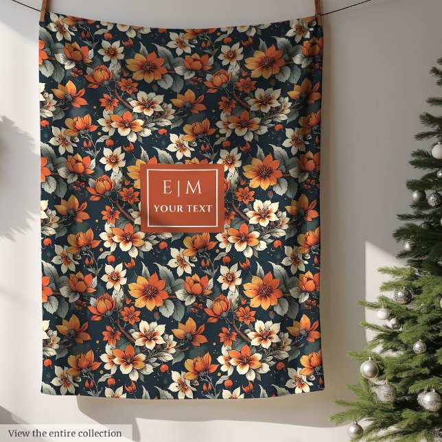 Charming-filt för eget namn i djup orange fleecefilt (Charming custom name blanket in deep orange)