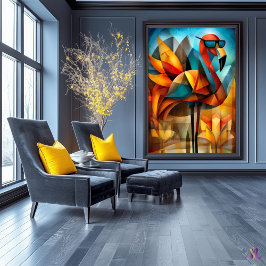 Charming Flamingo - Kubistisk Coola i Shades Poster