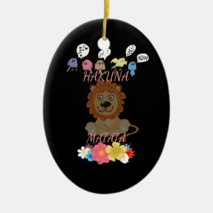 Charming "Flora and Fauna Hakuna Matata" Baby Lejo Julgransprydnad Keramik