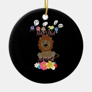 Charming "Flora and Fauna Hakuna Matata" Baby Lejo Julgransprydnad Keramik