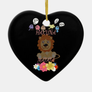 Charming "Flora and Fauna Hakuna Matata" Baby Lejo Julgransprydnad Keramik
