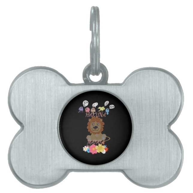 Charming "Flora and Fauna Hakuna Matata" Baby Lejo Namnbricka Husdjur (Framsidan)