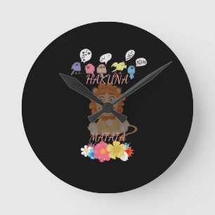 Charming "Flora and Fauna Hakuna Matata" Baby Lejo Rund Klocka