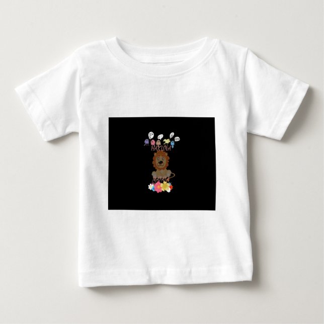 Charming "Flora and Fauna Hakuna Matata" Baby Lejo T-shirt (Framsida)