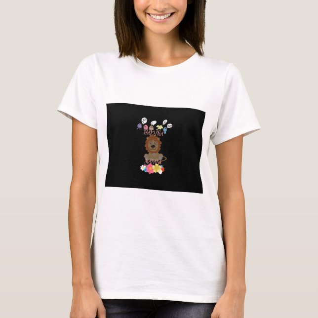 Charming "Flora and Fauna Hakuna Matata" Baby Lejo Tee Shirt (Framsida)