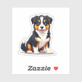 Charming Fluffy, 3D-Australian shepherd, lekfull Klistermärken