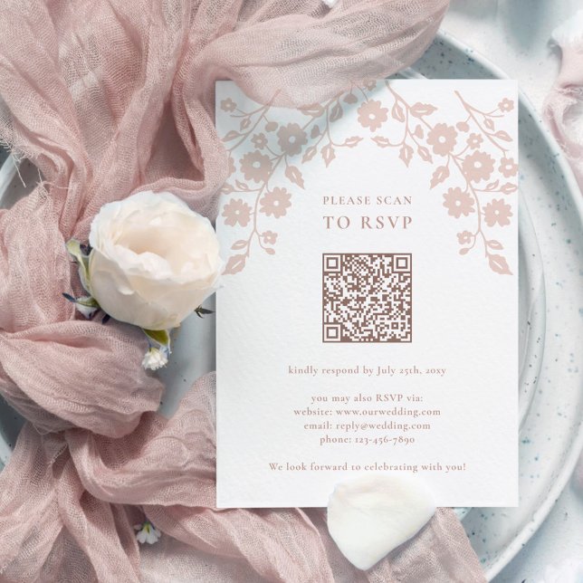 Charming  Folk Flowers Blommigt QR-kod OSA Kort (Skapare uppladdad)