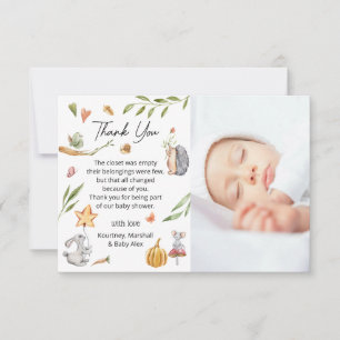 Charming Forest Animals Neutralt Baby Shower Tack Kort