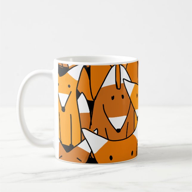 Charming Fox-familjen: Spelande djur i Mönster Kaffemugg (Vänster)