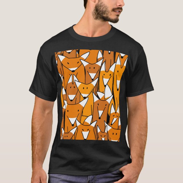 Charming Fox-familjen: Spelande djur i Mönster T Shirt (Framsida)