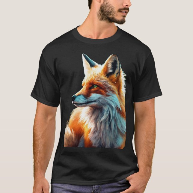Charming Fox in Breeze - Mystical Realism T Shirt (Framsida)