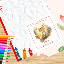 Charming Fox in Forest Bookplate Fyrkantigt Klistermärke