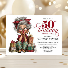 Charming Funny Lady 50th Birthday Quirky Humor Inbjudningar