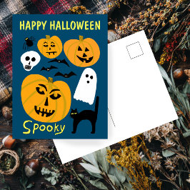 Charming Funny Pumpkins Ghost Fladdermus HAPPY HAL Vykort