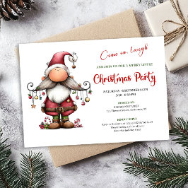 Charming Funny Santa Minimalist Holiday Invitation Inbjudningar
