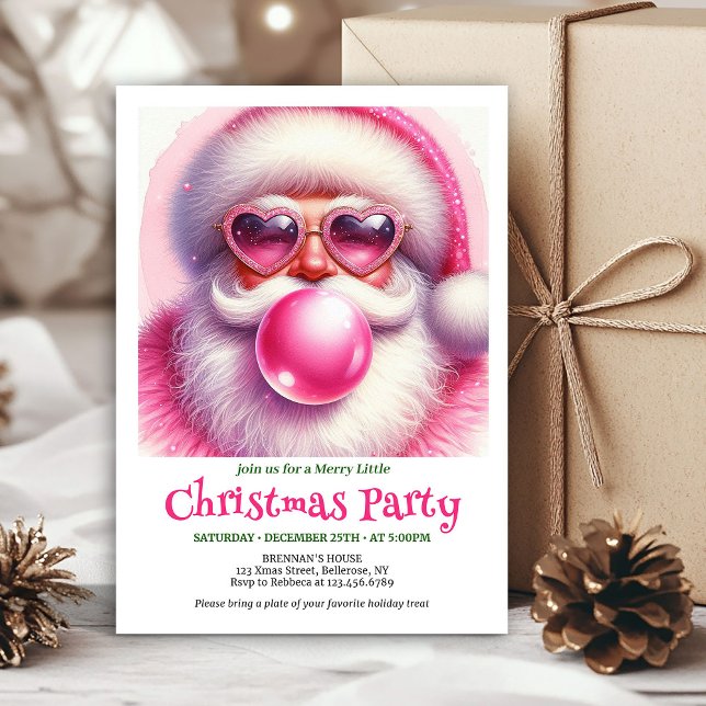 Charming Funny Santa Sunglasses Christmas Invites Inbjudningar (Charming Funny Santa Sunglasses Christmas Invitation

)