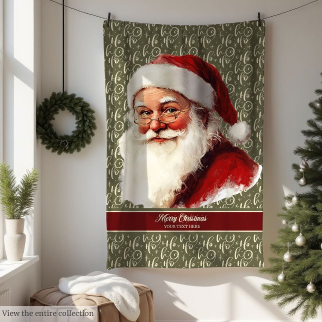 Charming Gamla Fashioned Jultomten jul Fleecefilt (Charming Old Fashioned Santa Claus Christmas Fleece Blanket)